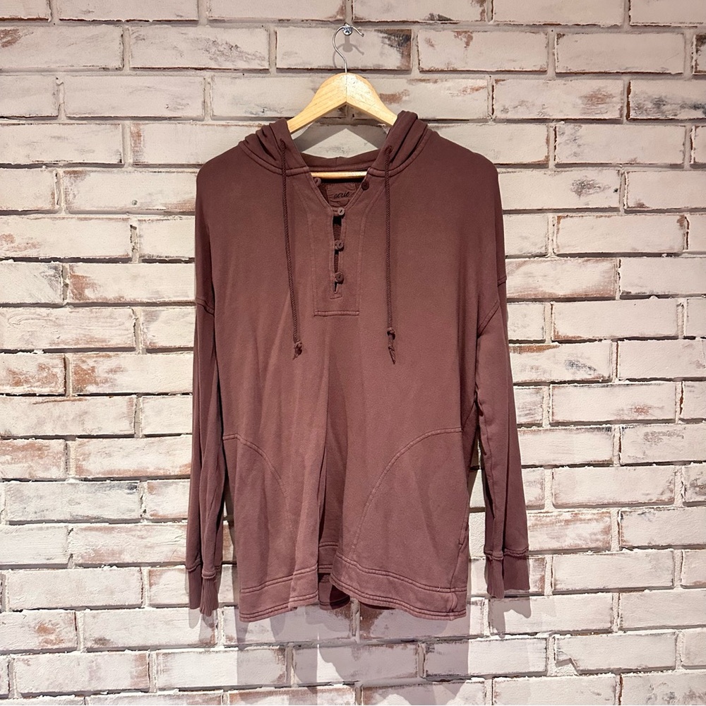Aerie Henley Brown oversized hoodie